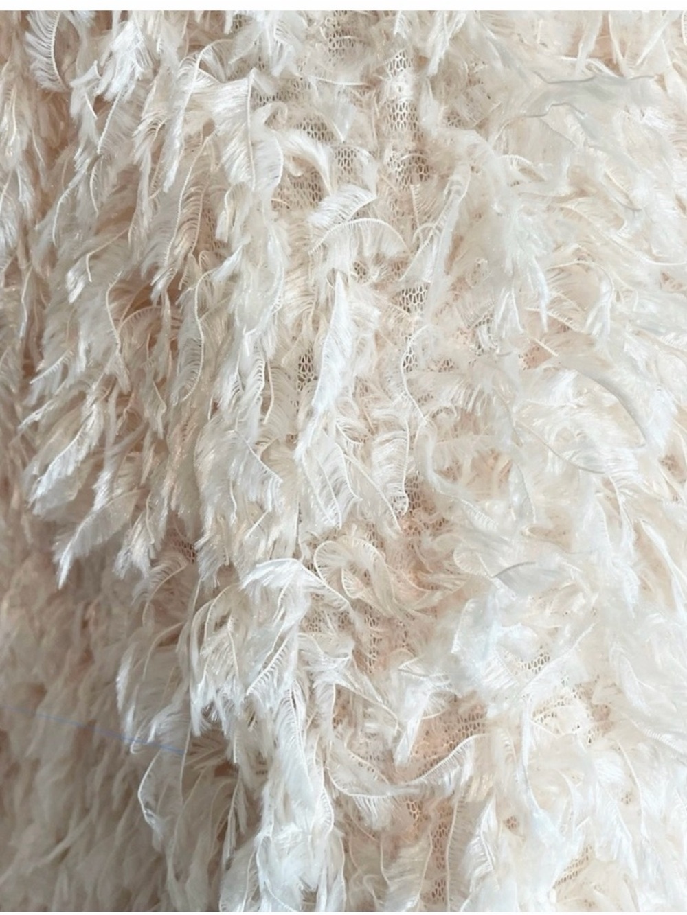 Love Riche Cream Fuzzy Crew Neck Feather Sweater - Picture 8 of 8